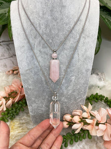 Contempo Crystals - Clear-and-Rose-Quartz-Vial-Crystal-Necklaces-for-Sale - Image 2