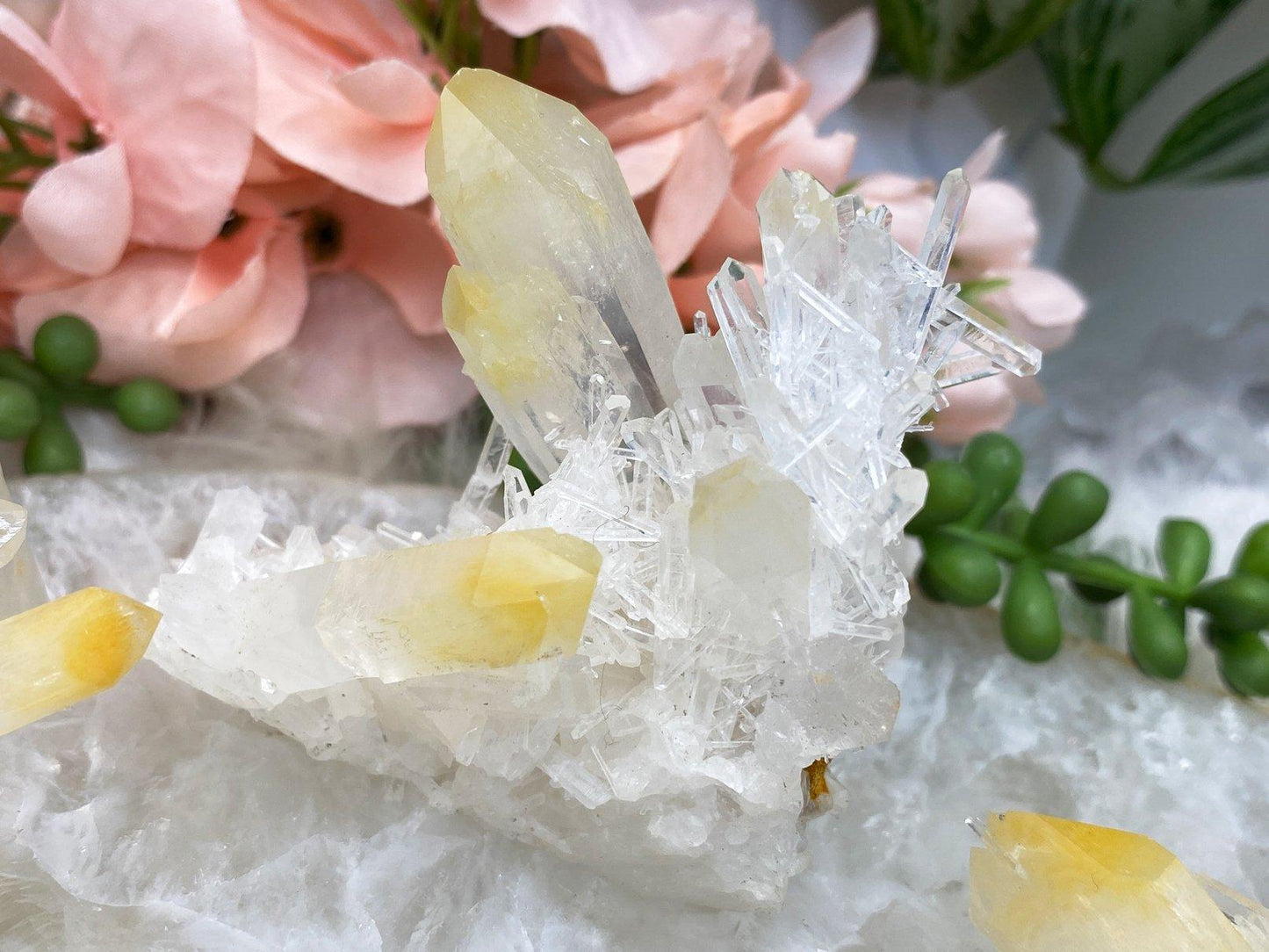 Colombian-Mango-Quartz-Crystal-Cluster-with-Yellow-Tips-Needle-Points