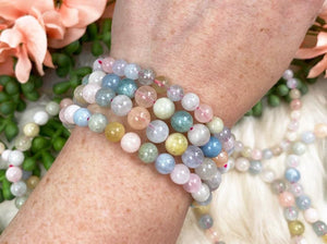 Multicolor Beryl Bracelet Elastic Bracelet Morganite, Aquamarine