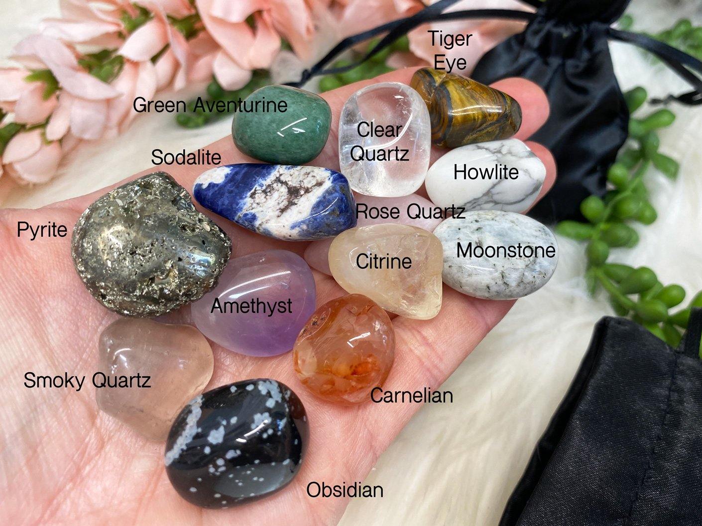 Tumble Stone Crystals for Beginners Gift Set Photo Identifier Guide