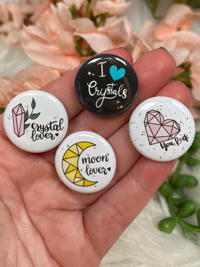 Crystal Lovers Button Pins for Sale -All 4 Pins