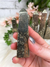 Load image into Gallery: Contempo Crystals - Druze-Pyrite-Obelisk-Point - Image 10