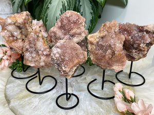 Druzy pink amethyst crystal displays