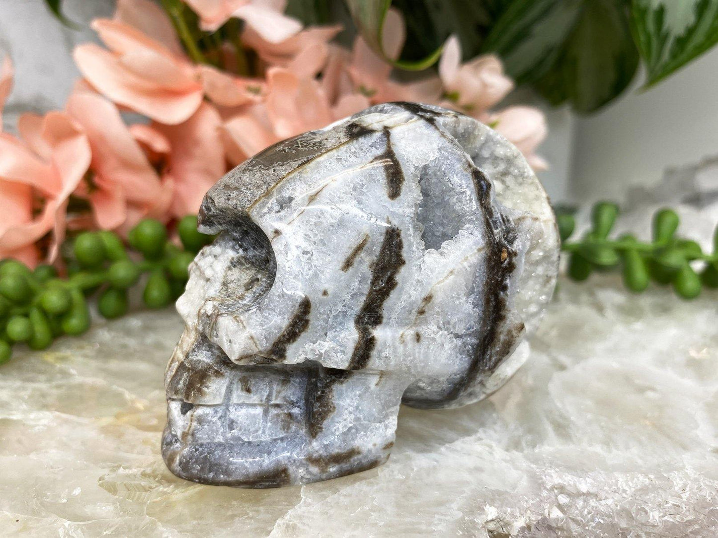 Druzy-Quartz-Sphalerite-Crystal-Skull-Carving