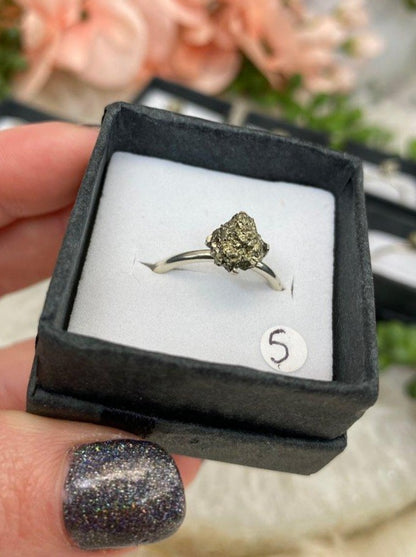 Fools-Gold-Pyrite-Silver-Ring-Size-5