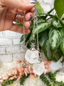 Contempo Crystals -    Geometric-Clear-Quartz-Crystal-Pendulum-with-Silver-Metal - Image 4