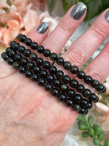 Contempo Crystals - Gold-Sheen-Obsidian-Bracelet-6mm-Beads - Image 4