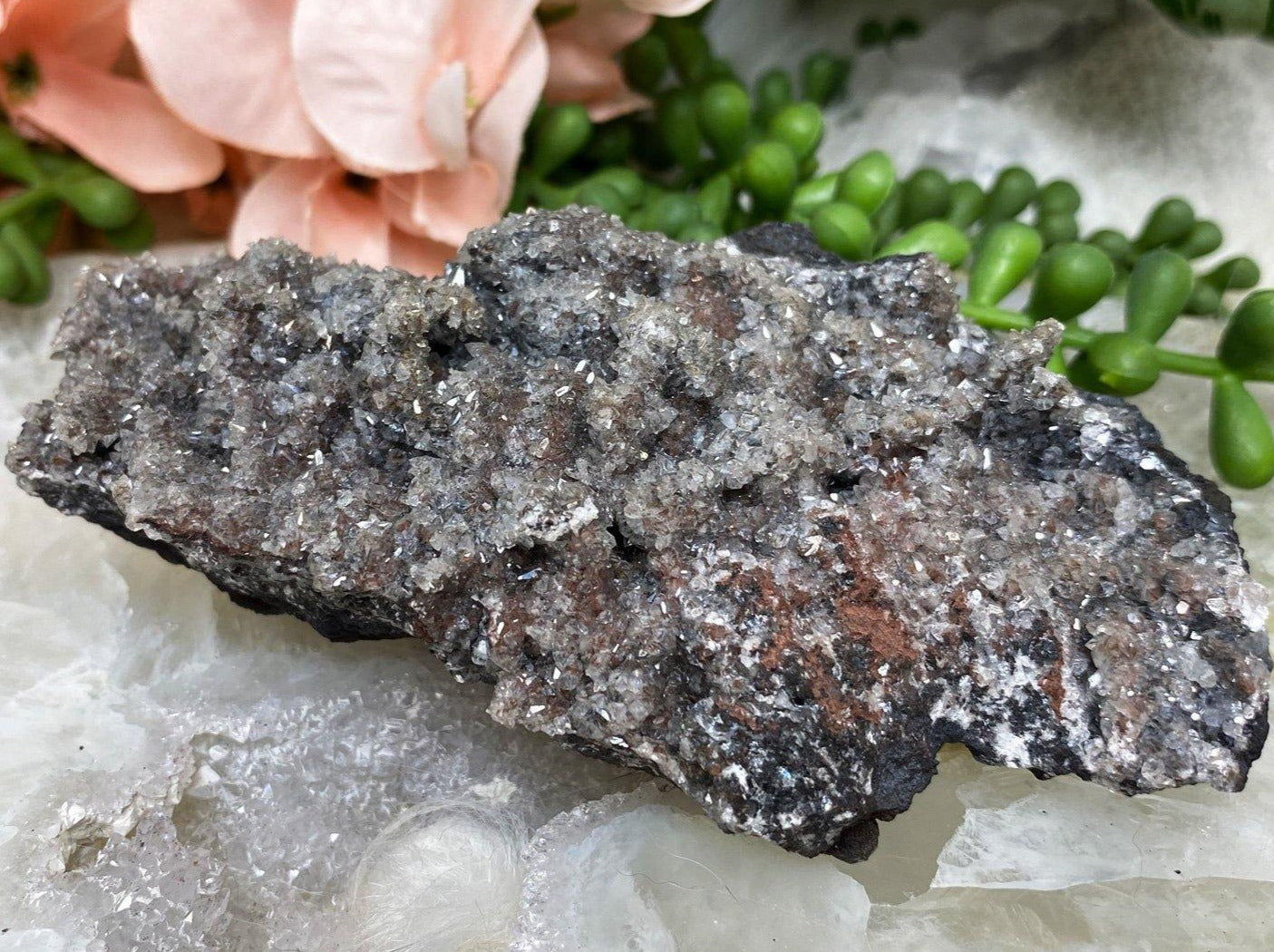 Gray-Black-Hematite-Calcite-Raw-Crystal-Cluster