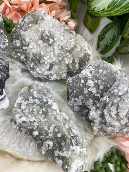 Gray Calcite Crystals with Sparkles