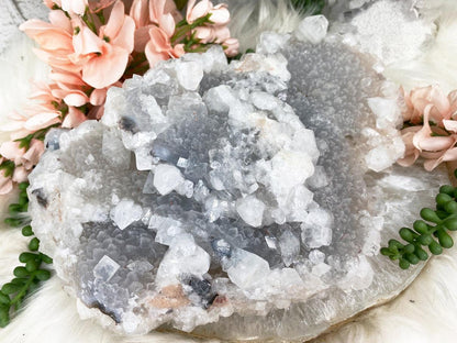    Gray-Chalcedony-White-Apophyllite-Cluster-from-India
