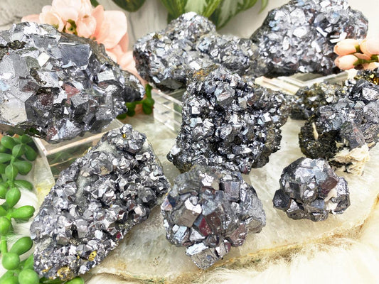     Gray-Silver-Galena-Crystal-Clusters