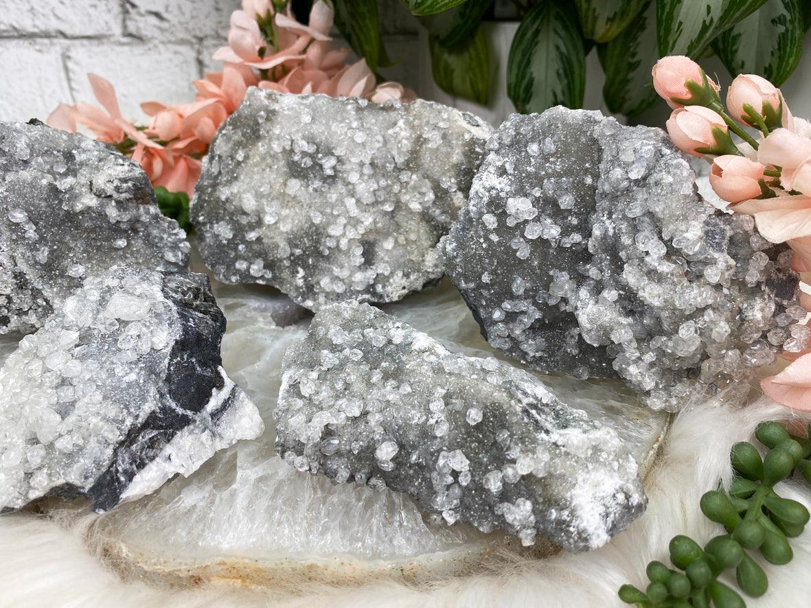 Gray Sparkle Calcite Clusters