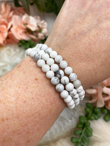 Contempo Crystals - Gray-White-Howlite-Bracelet-6mm-Bead - Image 5