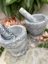 Load image into Gallery: Contempo Crystals - Gray-White-Mortar-Pestle-Sets-for-Sale - Image 3
