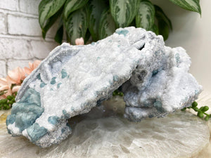 Contempo Crystals - Fujian-Green-Fluorite-on-White-Druzy-Quartz-Crystal - Image 6