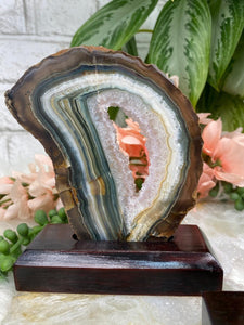 Contempo Crystals - Green-Geode-Slice-on-Wood-Stand - Image 4