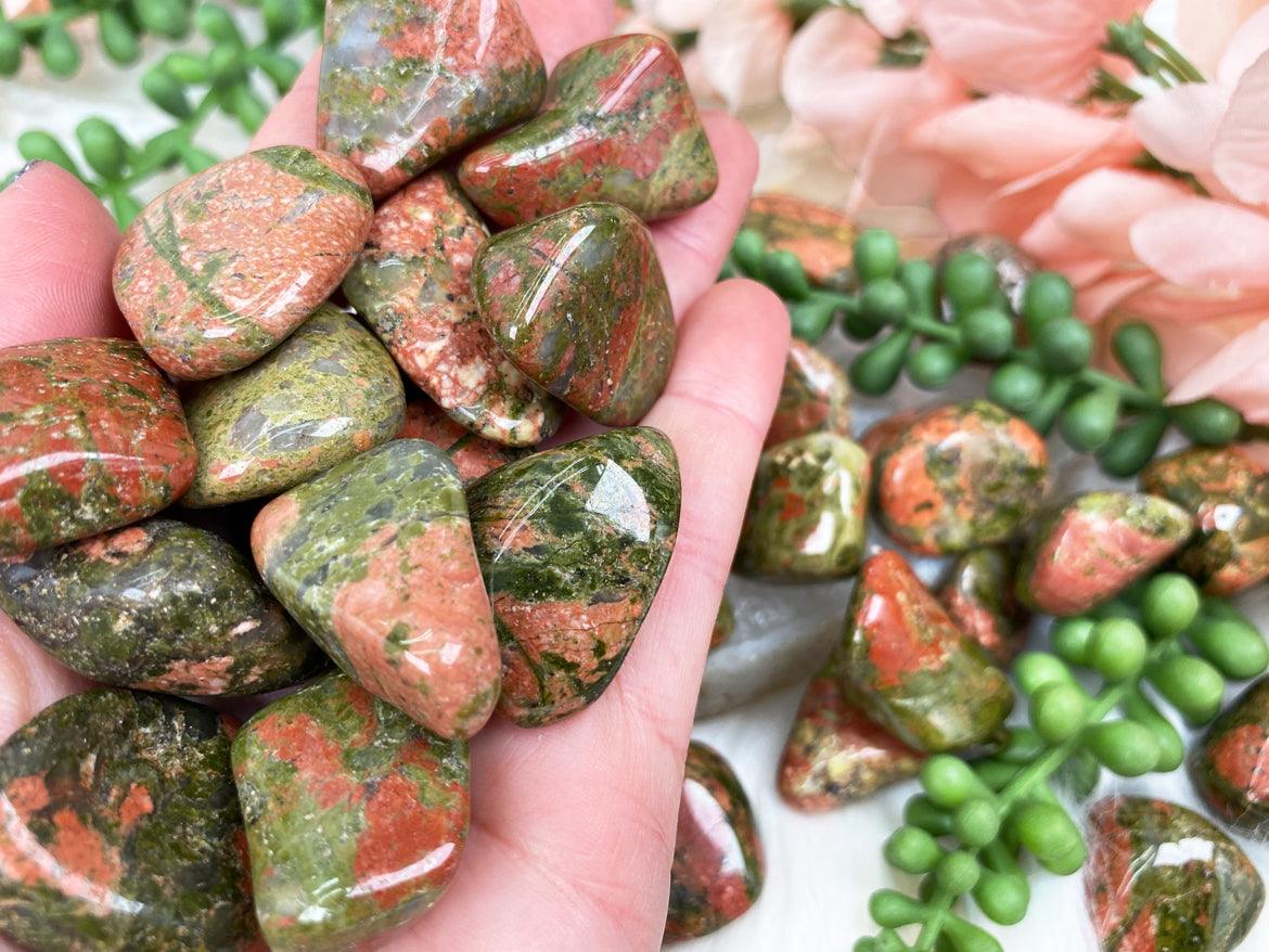 Tumbled Unakite Jasper - Green & Orange Stones