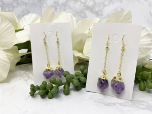 Contempo Crystals - Amethyst Gold Plated Dangle Earrings - Image 2