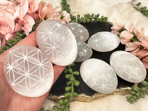 Contempo Crystals -    flower-of-life-selenite-palm-stones - Image 4