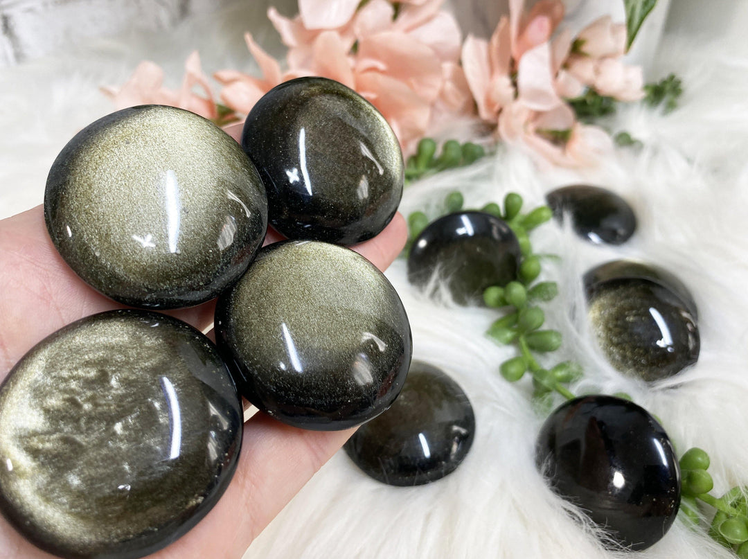 Contempo Crystals - Beautiful and elegant Gold Sheen Obsidian Worry Stones.  - Image 1
