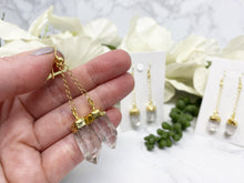 Load image into Gallery: Contempo Crystals - Clear Quartz Gold Plated Dangle Earrings - Image 2
