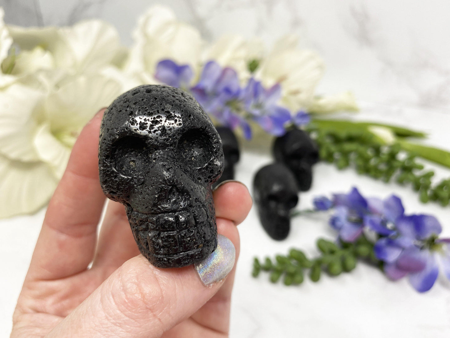 Lava stone skull crystal.