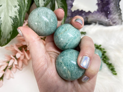 Amazonite Spheres with Gorgeous Teal Color