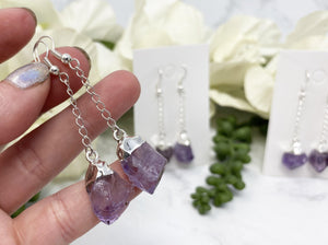 Contempo Crystals - Amethyst Silver Plated Dangle Earrings - Image 1