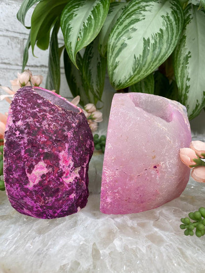 dyed-pink-quartz-geode-candle-holders-sidings