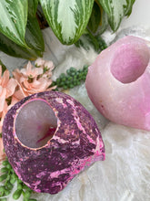 Load image into Gallery: Contempo Crystals - dyed-pink-quartz-geode-candle-holders - Image 9