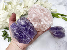 Load image into Gallery: Contempo Crystals - Raw Rose Quartz and Amethyst Crystal Business Card and Crystal Slice Holders from Contempo Crystals - Image 2