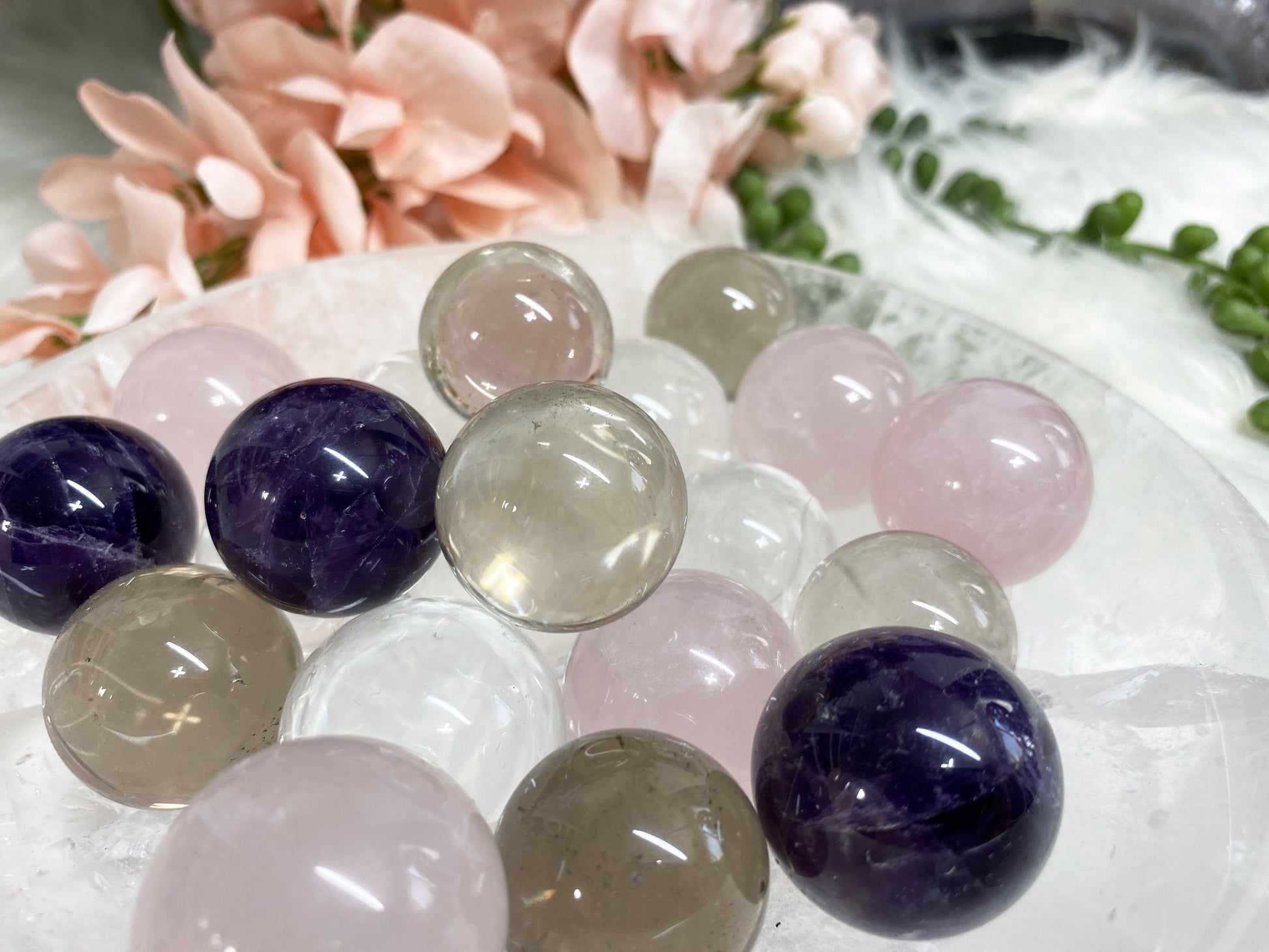 Small Quartz Variety Crystal Spheres