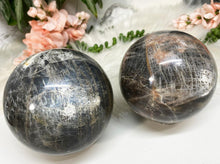 Load image into Gallery: Contempo Crystals - Large black moonstone flash crystal spheres - Image 4