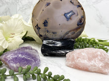 Load image into Gallery: Contempo Crystals - Raw Rose Quartz and Amethyst Crystal Business Card and Crystal Slice Holders from Contempo Crystals - Image 1