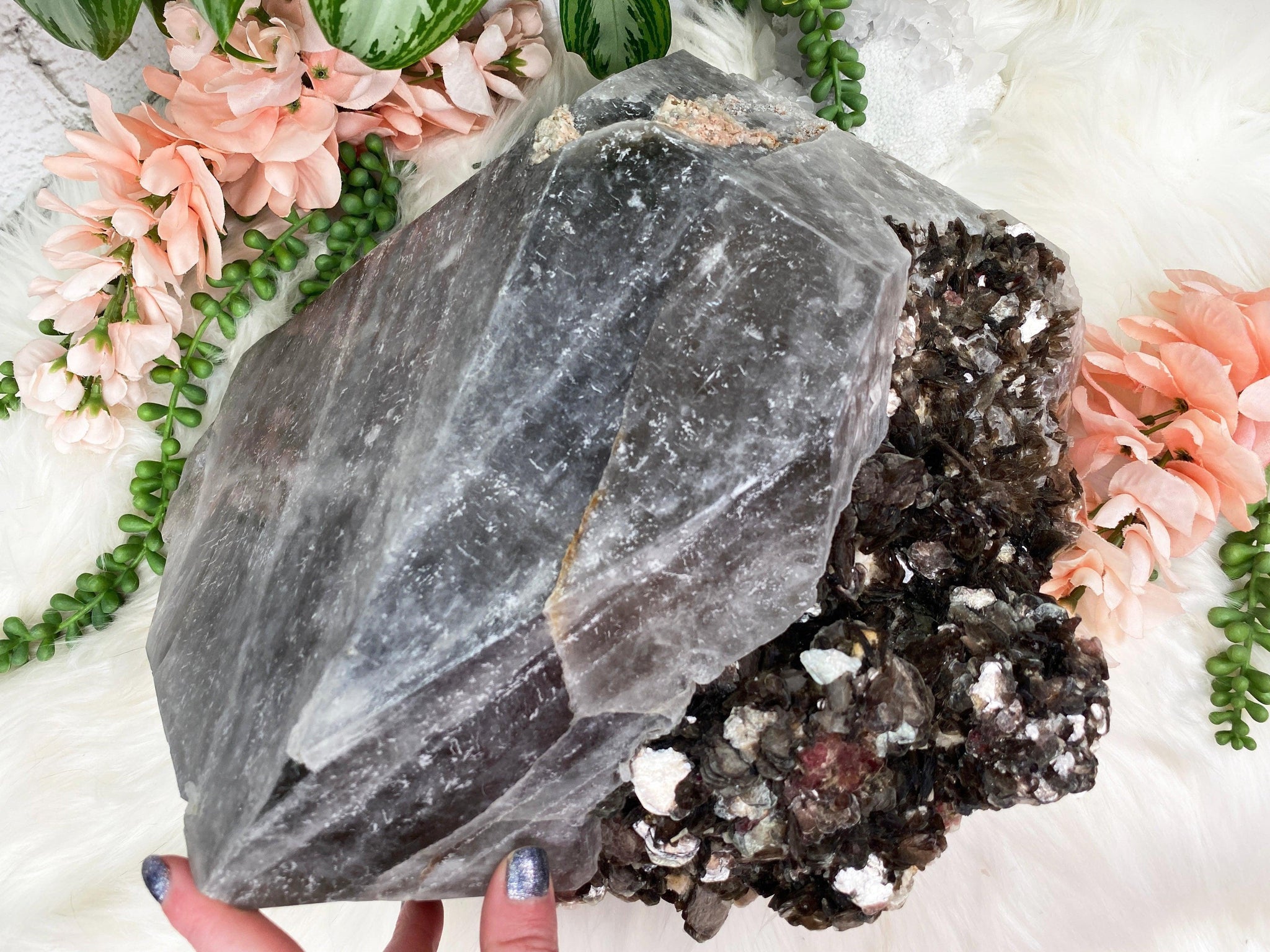 Extra Large Smoky Quartz Mica Statement Crystal from Brazil