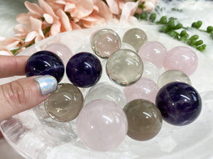 Small Quartz Variety Crystal Spheres
