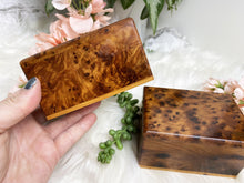 Load image into Gallery: Contempo Crystals - Handmade thuy wood box in hand - Image 4