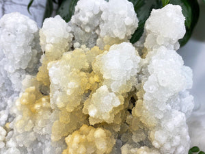 Contempo Crystals - Large white apophyllite chalcedony crystal cluster with yellow iron - Image 6