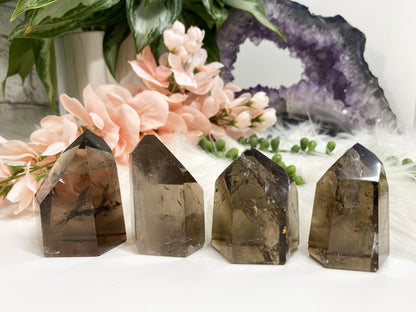 Adorable dark smoky quartz crystal points