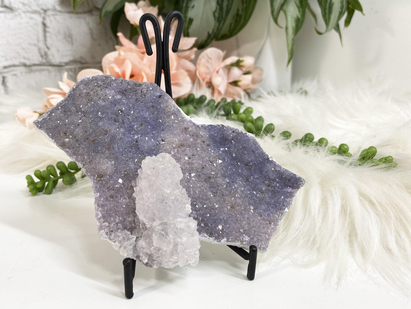 Easel metal display stands. These simple metal stands are perfect for propping up slabs or display crystals that usually just sit flat.