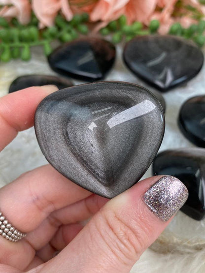 Silver Obsidian Hearts & Palms