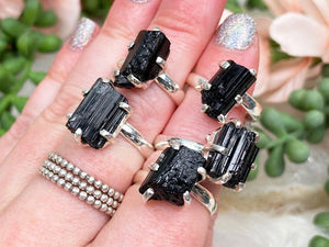 Contempo Crystals - raw-black-tourmaline-sterling-silver-rings - Image 5