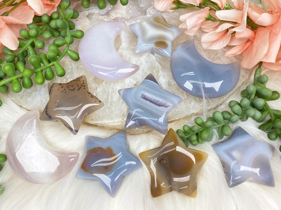 Agate Star & Moon Crystals - Choose Exact Piece!