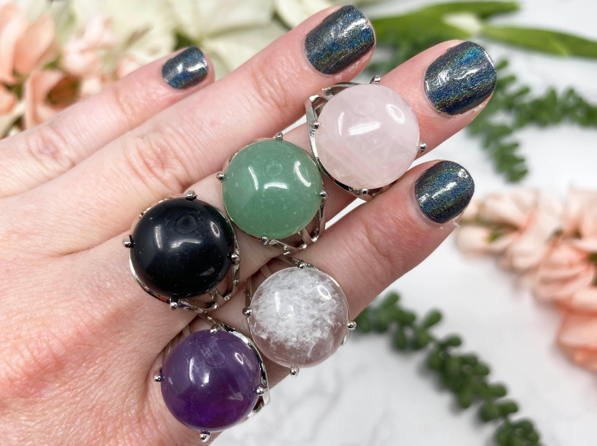 Adjustable Crystal Rings - 5 Different Stone Options