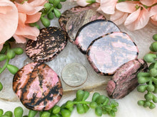 Load image into Gallery: Contempo Crystals - black-pink-rhodonite-worry-stones - Image 4