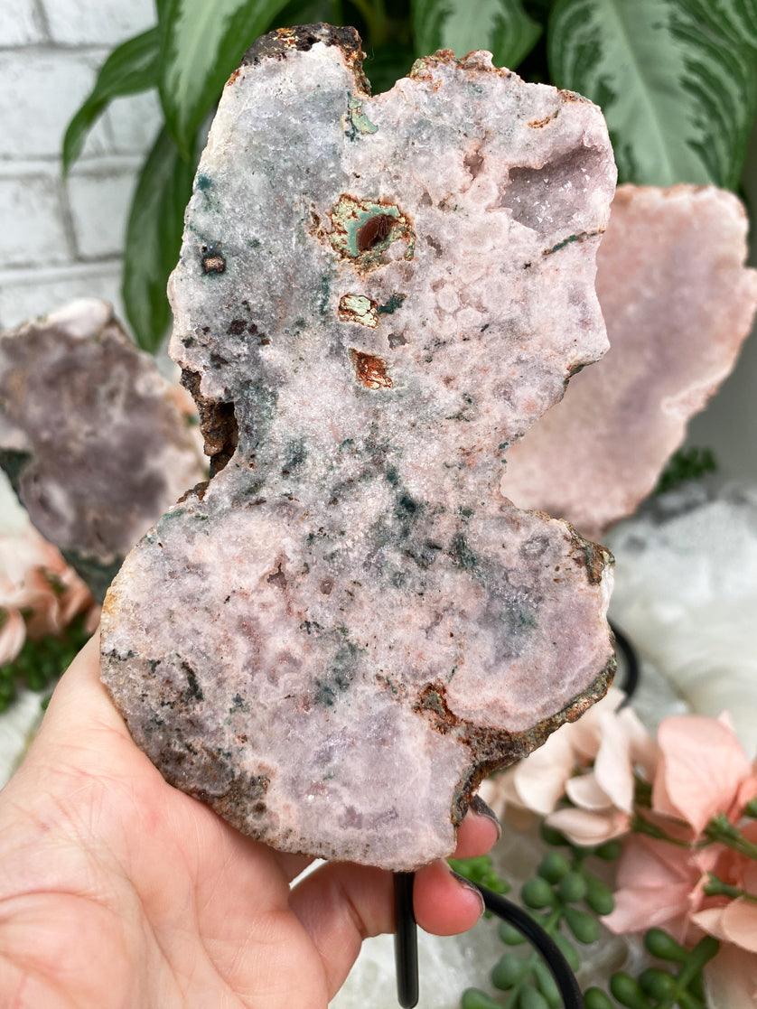 Pink-gray-white-amethyst-cluster