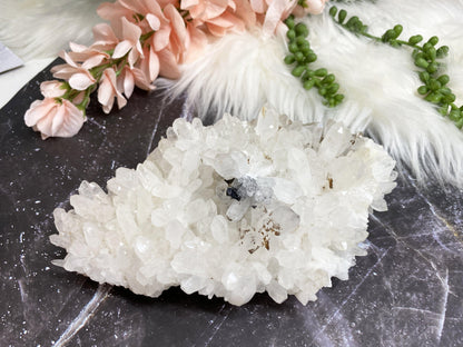 Large Chunky White Quartz Galena Crystal Cluster