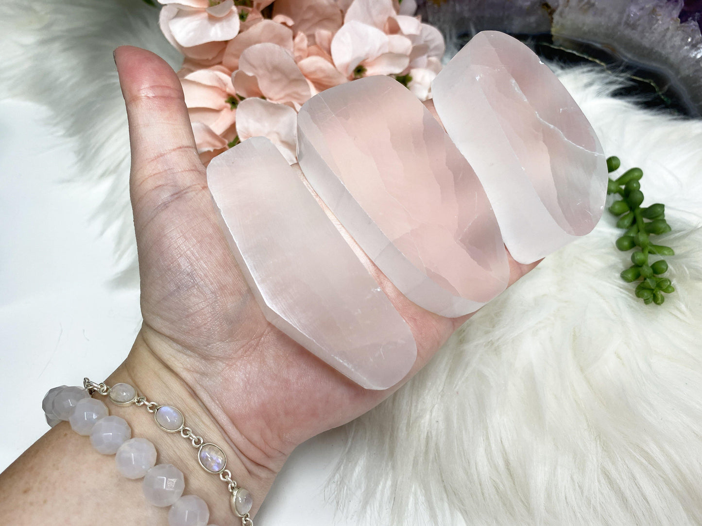 Unique Selenite 'TV' stone pieces, available in three size options