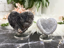 Load image into Gallery: Contempo Crystals - These simple acrylic and metal stands are perfect for showcasing your favorite pieces, especially ones that might sit a little wonky on the bottom.  They can also hold hearts that are about 2" in size and up - Image 2