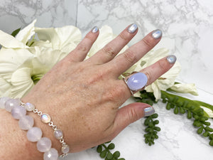 Contempo Crystals - Adjustable Blue Chalcedony Crystal Ring for sale. - Image 7